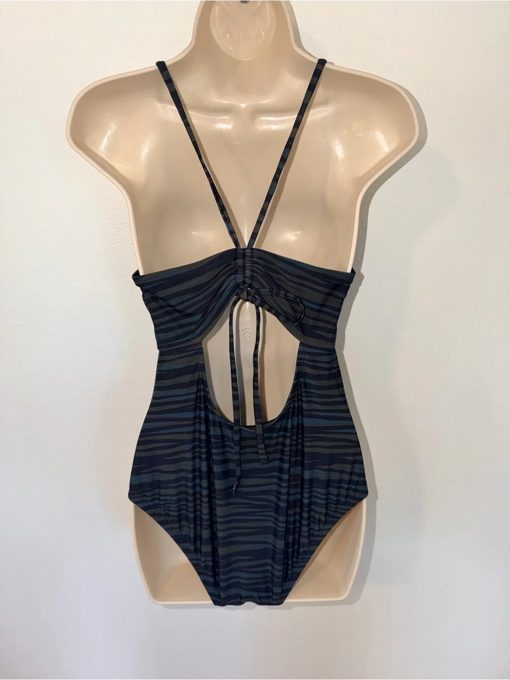 Kona Sol Black & Charcoal Striped One-Piece Swimsuit
